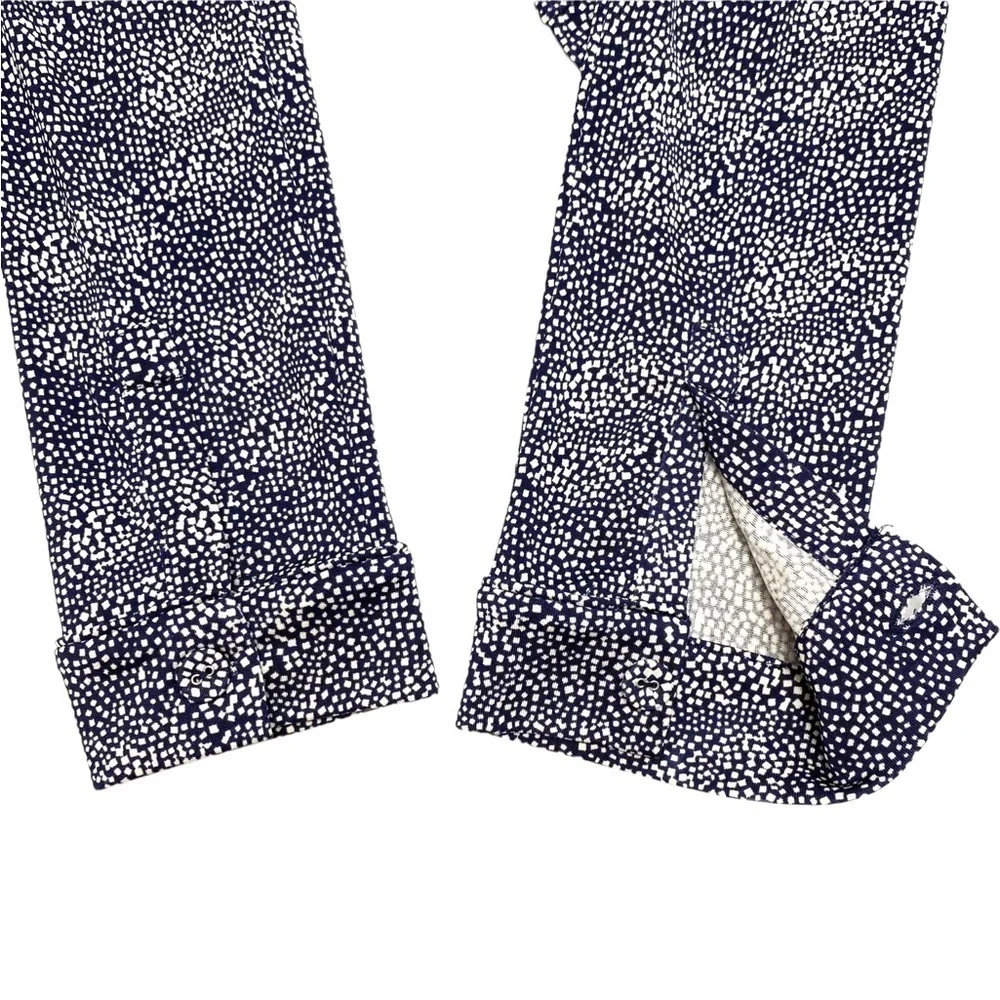TORY Burch Silk Beaded Neck Dots Print Tunic Top in Blue Size S